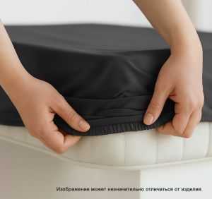 Простыня на резинке сатин (У) цвет:19-0303 TPX Черный 1