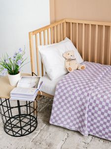 Одеяло байковое (420 г/м2) клетка сиреневая
