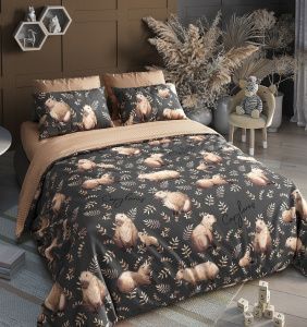 КПБ Поплин Тинейджер "Luxor" диз. № Капибары темные 7715