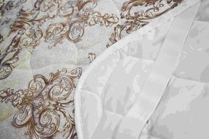 Наматрасник стеганый с резинкой по угласм(Лён/Хлопок) 180х200 осн